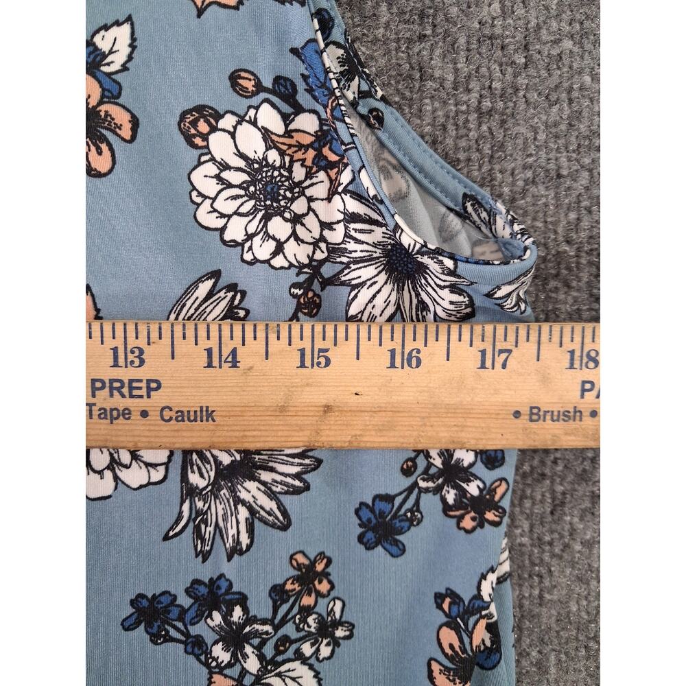 Agnes & Dora Tank Top Womens Medium Relaxed Ruffle Peplum Blue Floral Drop Waist - Picture 6 of 6